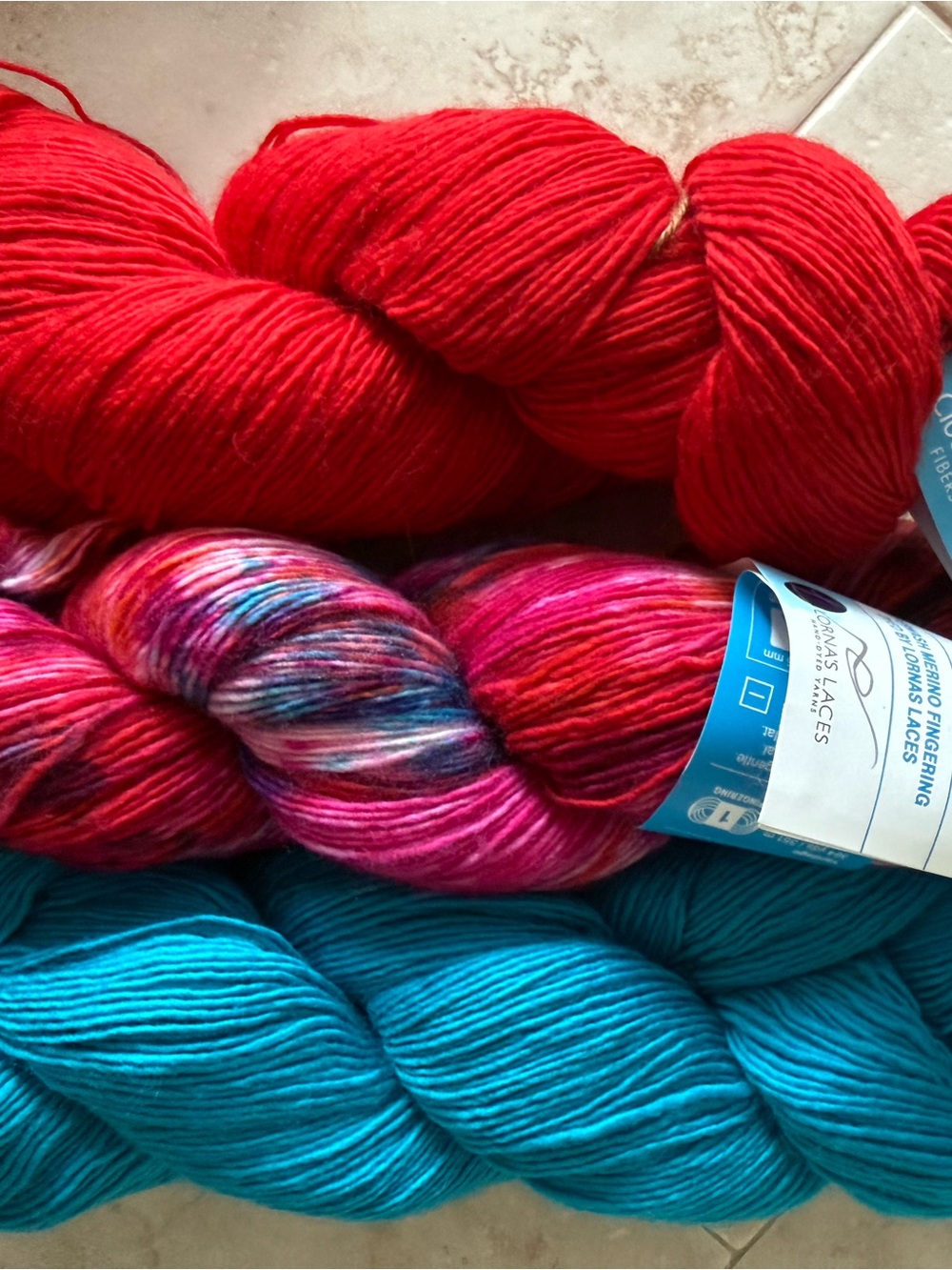 Vibrant Hand-Dyed Yarn Bundle - Red, Multi, Turquoise